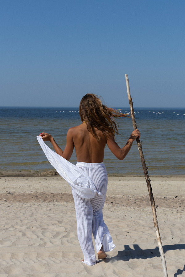 Sole 100% Linen Beach Pants White