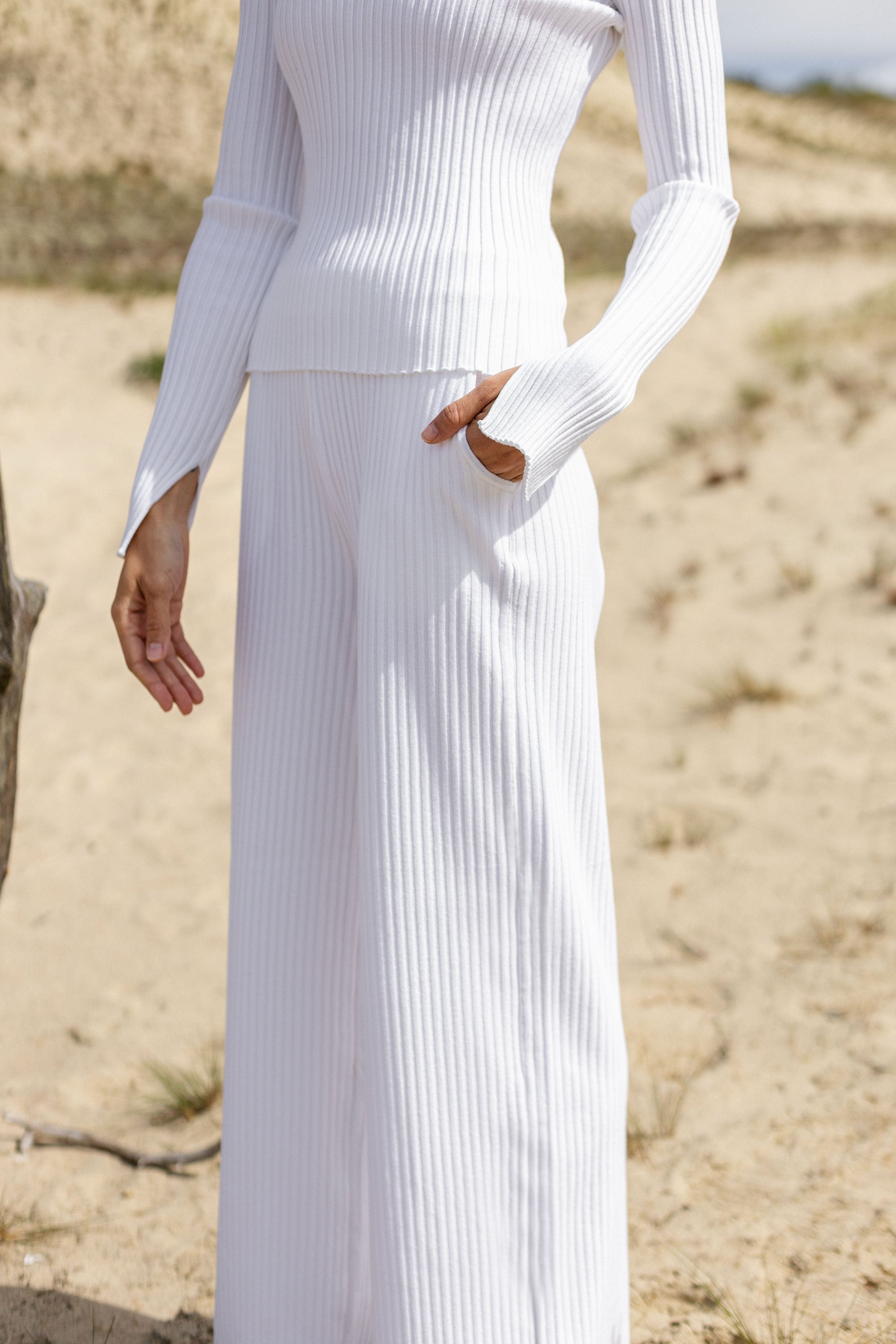 Vera Ribbed Pants White