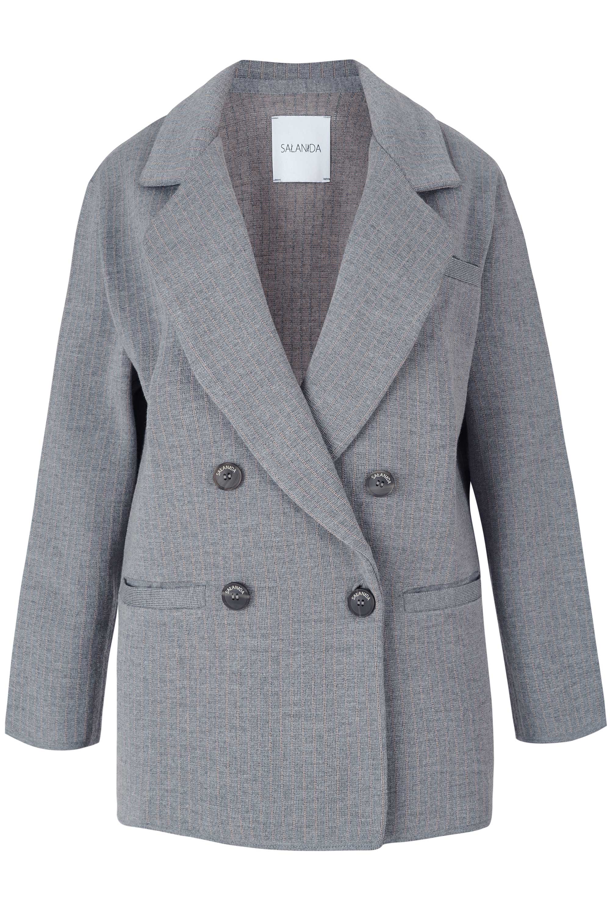 Forza Pinstripe Knitted 100% Merino Blazer Light Grey *NEW*