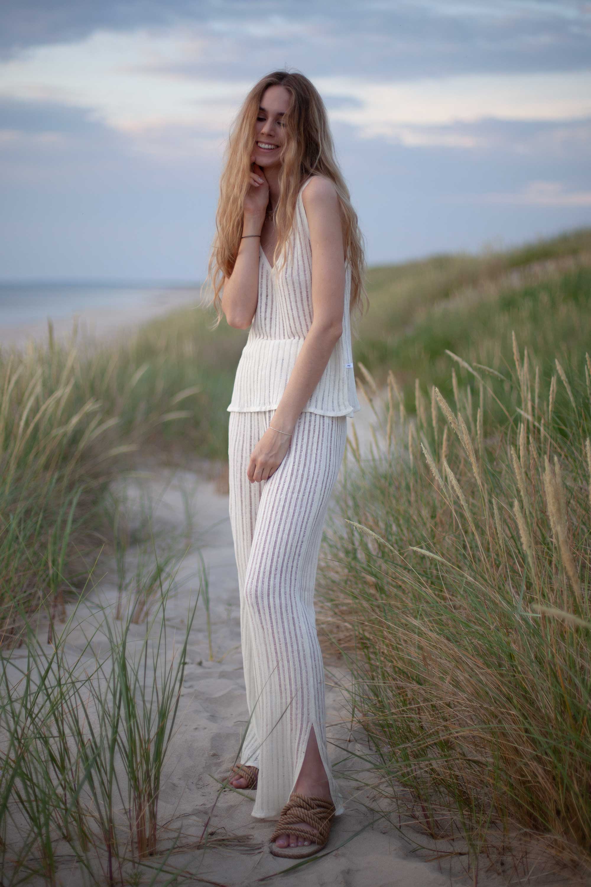 Caldo 100% Linen Tank Top White