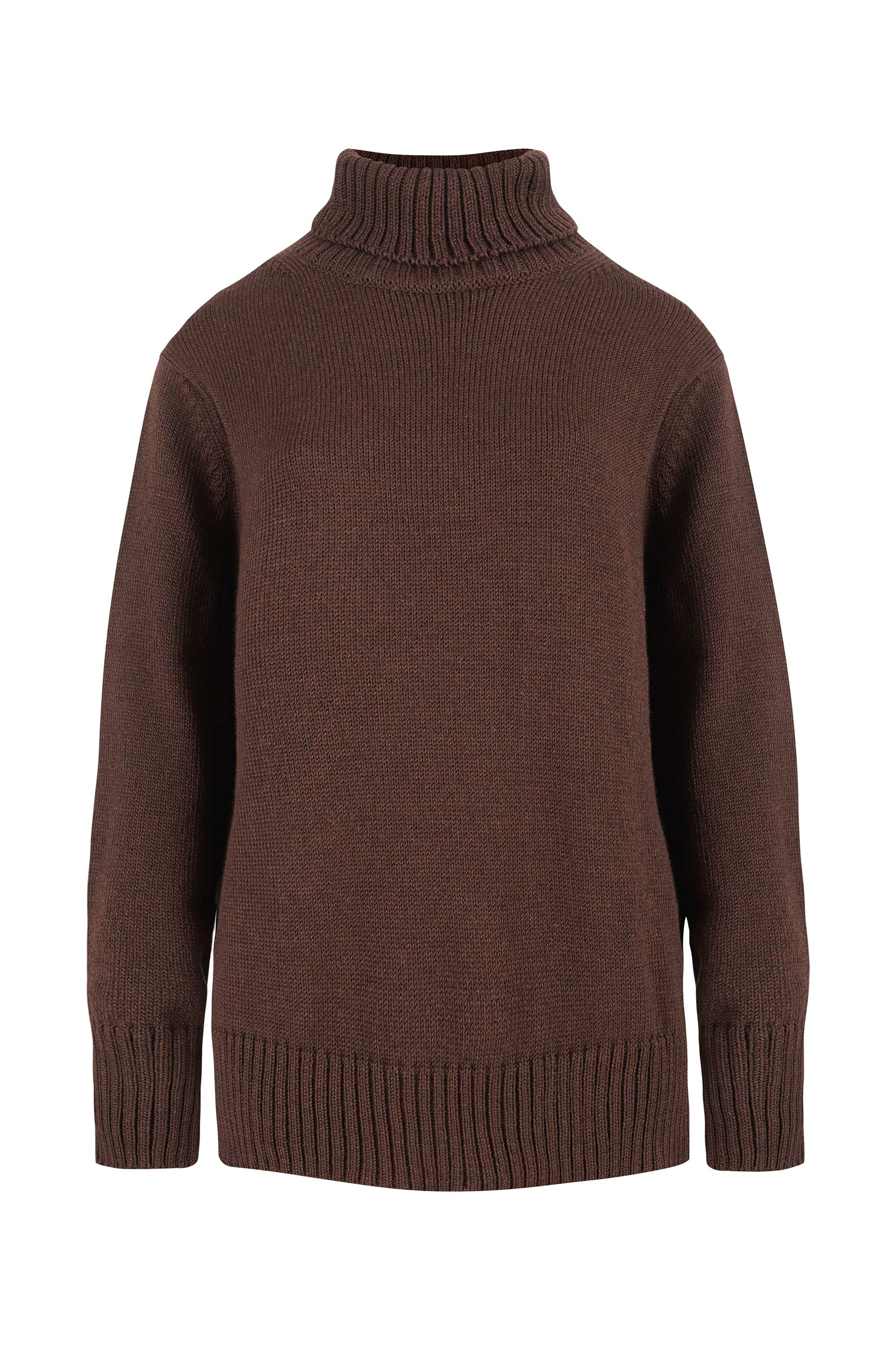 Morbido 100% Merino Turtleneck Chocolate