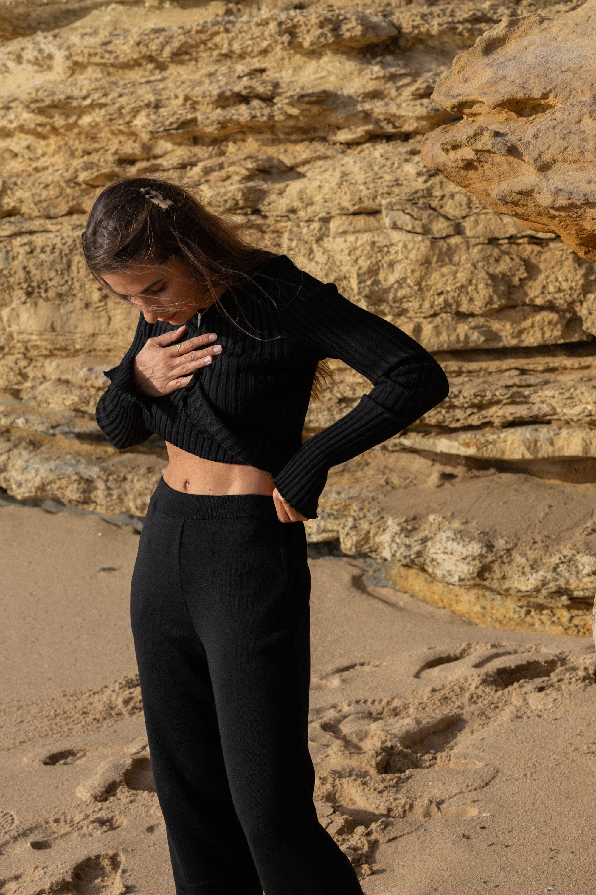 Brera 100% Merino Long-Sleeve Top Black