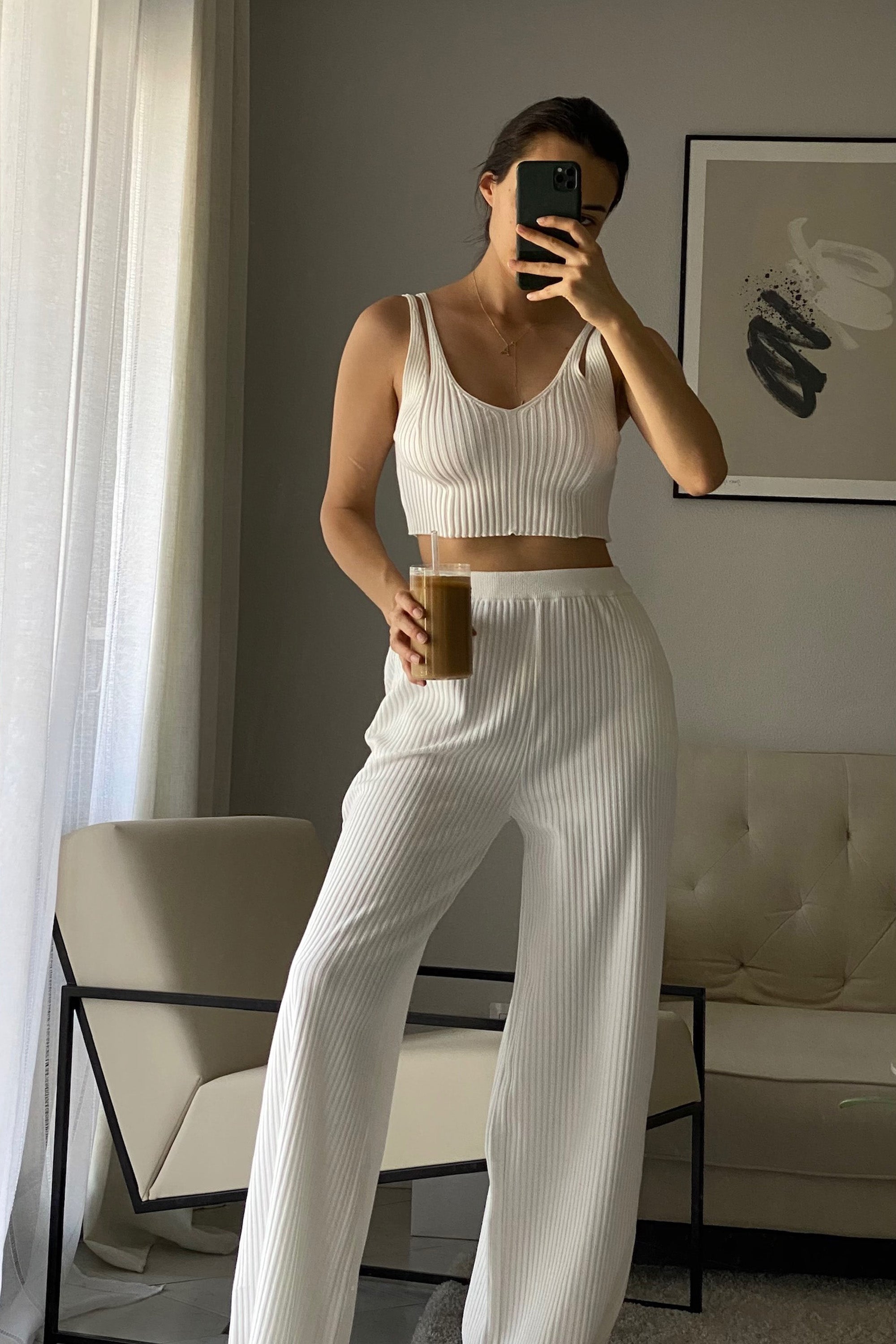 Vera Ribbed Pants White