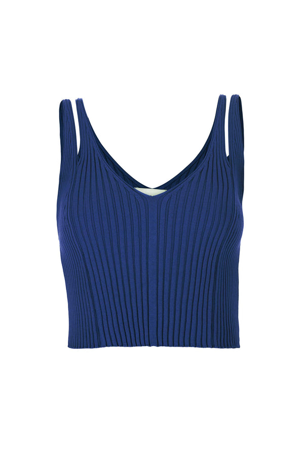 Donna Ribbed Crop Top Navy