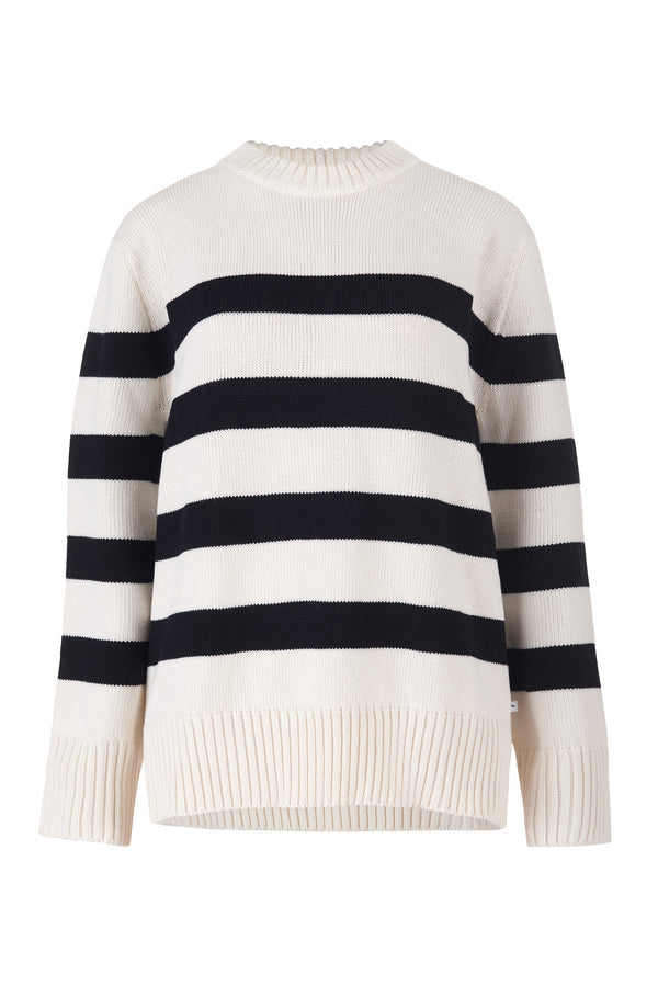 Marina Striped 100% Merino Jumper White