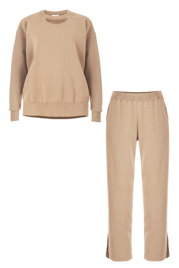 Ora & Rotondo 100% Merino Co-ord in beige